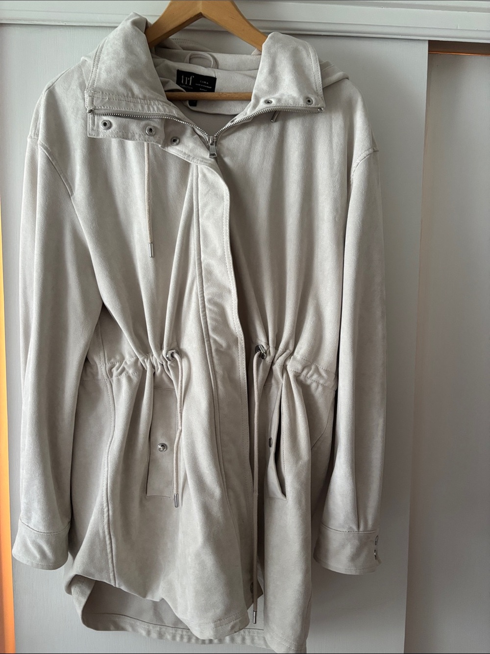 Zara TRF Cream Jacket with Black Label